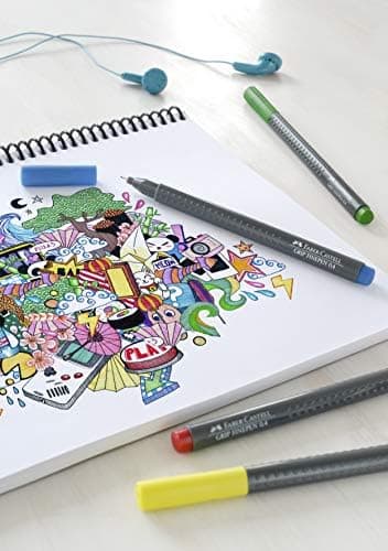 Faber-Castell 151620 Box mit 20 Grip Finelinern für Erwachsene zur lebendigen farbigen Kunst Stifte zum Zeichnen