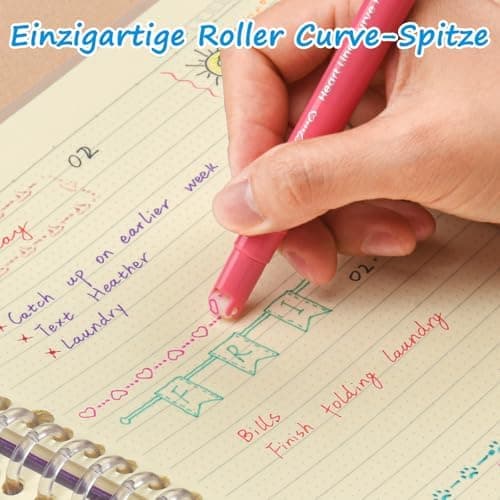AECHY 12er Set Textmarker für Kreative, Studierende und Kinder - 10 Muster, 12 Farben, feine Linien und Highlighter - Ge