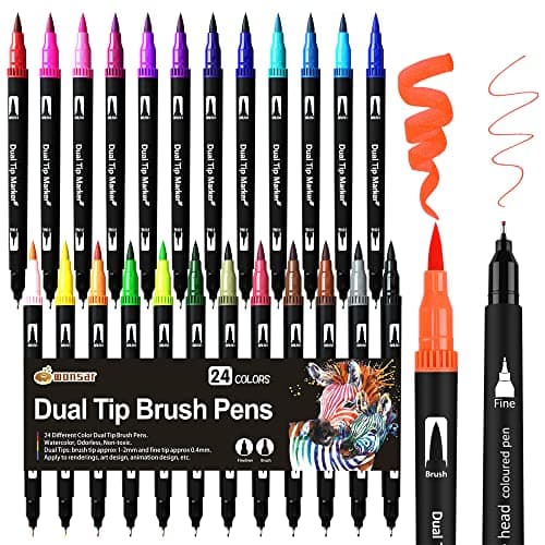 Dual Brush Pen Set Für Malbuchliebhaber - 24 Farben, Dicke und Düne Pinsel, Perfect Für Mandala Malen & Handlettering
|