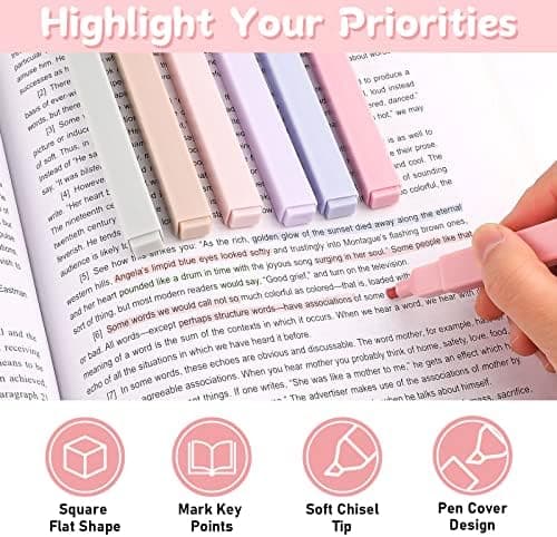 Pastell Textmarker Set für Tagebuch und Notizbuch - Aesthetic Marker Stifte 12 Stück Highlighter Pen
| Pastell Highligh