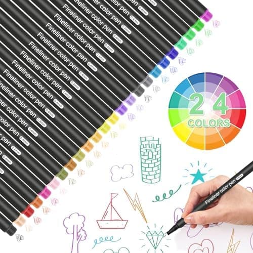 Finer Fineliner Stifte Beupro 24 Farben — Precision-Line Set 0,4mm, ideal für Kalligraphie, Design, Malerei und Comics f