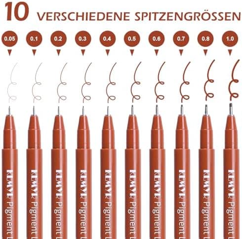 Fineliner Schwarz für Künstler - Wasselfest Zentangle Stifte & Pigment Liner Set (0.03mm-L), 22 Stück