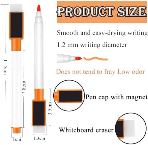 12 Stück Whiteboard Stifte 9 Farben Magnetische Dry Erasable Marker für Büro und Zuhause
| 12 x 9 Farben Whiteboard Mar