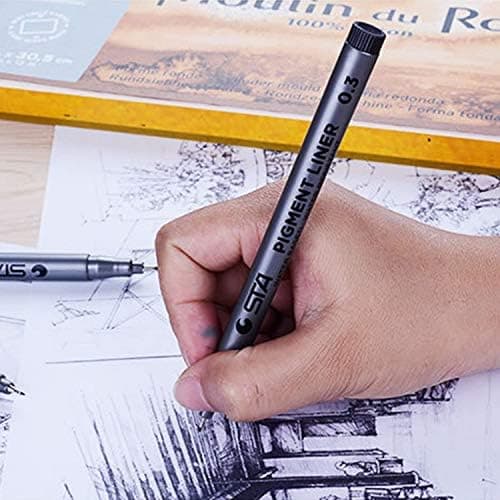 Schwarz Fineliner Stifte Artist Set Pigment Liner - professionelle 9-Stücks-Set mit 8 Linienbreiten für Künstler und De