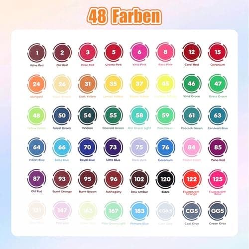 Chen Rui 60 Farben Alkohol Marker für Erwachsene und Kinder - Doppelspitze Pinsel & Meißel - Alkoholmarker für Malen, Sk