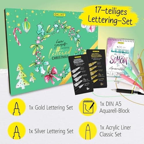 Online 5x Fineliner Schwarz wasserbeständig | mit Brush Pen und Kalligrafie-Spitze | Black Handlettering-Set | Tuschesti