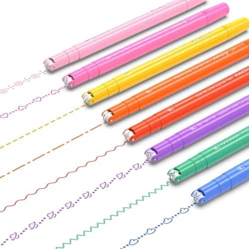 AECHY 12er Set Textmarker für Kreative, Studierende und Kinder - 10 Muster, 12 Farben, feine Linien und Highlighter - Ge