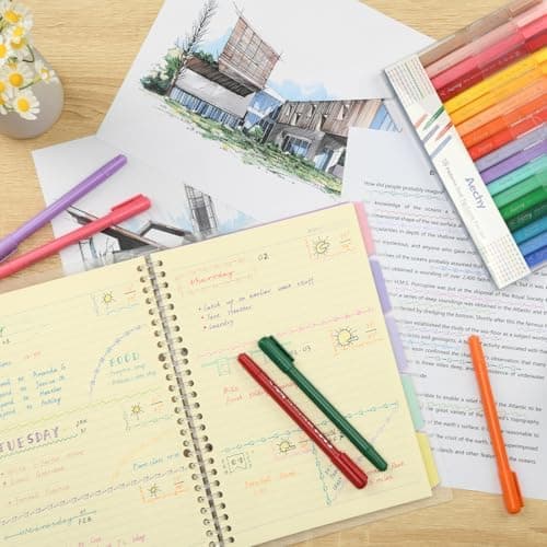 AECHY 12er Set Textmarker für Kreative, Studierende und Kinder - 10 Muster, 12 Farben, feine Linien und Highlighter - Ge
