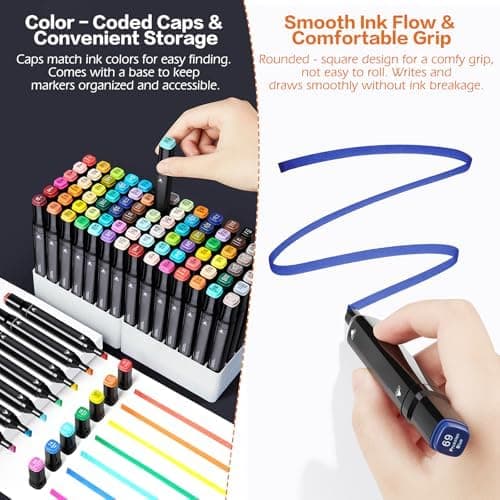 Alkohol Marker Set 40 Farben Dicke und Dünne, Permanent-Kunstmarker mit Filzstiften, Tragetasche zur Zeichnung und Gest