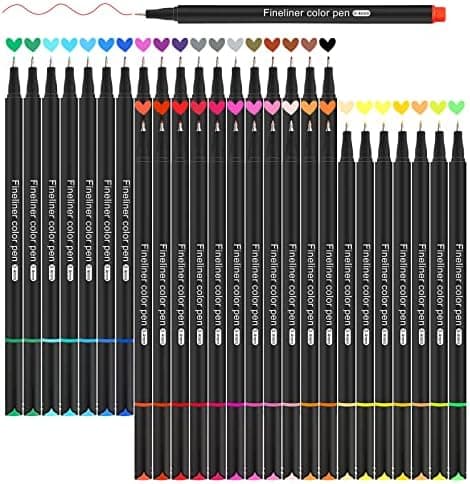 Finer Fineliner Stifte Beupro 24 Farben — Precision-Line Set 0,4mm, ideal für Kalligraphie, Design, Malerei und Comics f