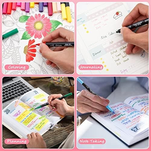 YISAN Dual Brush Pens 70771 - Filzstifte 36 Farben für Künstler und Handlettering - Fine Point Zeichnung Stifte