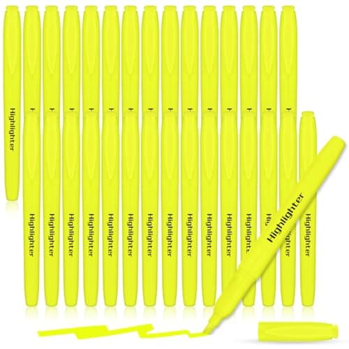 30 Stück Highlighter mit Keilspitze - Keulenschutz gegen Austrocknung für Büro und Studenten - Perfekter Notizenmarker