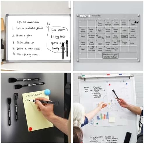 Maxtek Magnetic Dry-Erase Markers, 6 Stücke, Schwarz, Trockenausschlag, Radiergummi, Abwischbar, Geruchsarmer, Ethikomsi