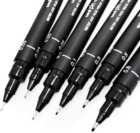 Uni Pin Fineliner Zeichenstift - Schmale Linien bis breite Striche -Ideal für Künstler -Suitable for Malerei und Zeichnu