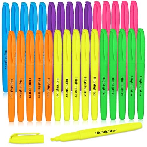 30 Stück Highlighter mit Keilspitze - Keulenschutz gegen Austrocknung für Büro und Studenten - Perfekter Notizenmarker