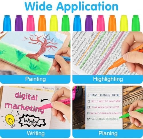 30 Stück Highlighter mit Keilspitze - Keulenschutz gegen Austrocknung für Büro und Studenten - Perfekter Notizenmarker