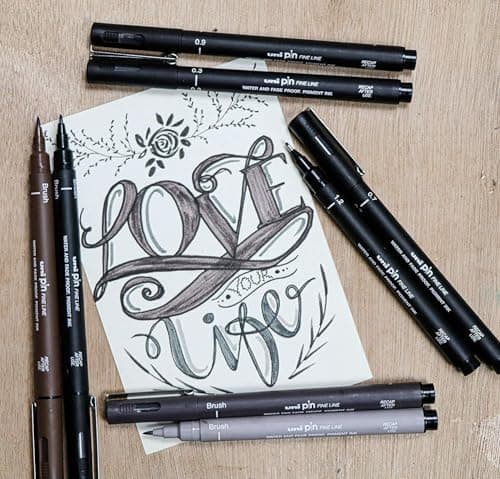 Uni Pin Fineliner Zeichenstift - Schmale Linien bis breite Striche -Ideal für Künstler -Suitable for Malerei und Zeichnu