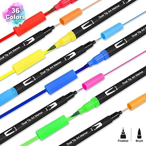 Dual Brush Pen Set Für Malbuchliebhaber - 24 Farben, Dicke und Düne Pinsel, Perfect Für Mandala Malen & Handlettering
|