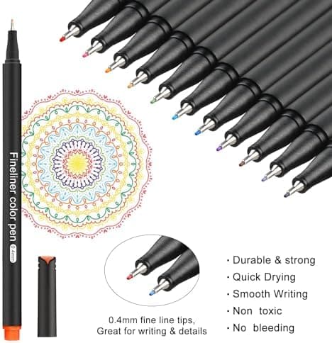 Finer Fineliner Stifte Beupro 24 Farben — Precision-Line Set 0,4mm, ideal für Kalligraphie, Design, Malerei und Comics f