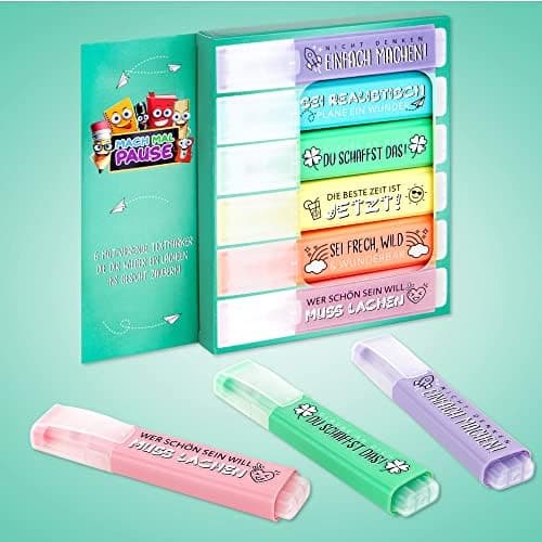 6x Pastell Textmarker - das motivierend lustige Textmarker Set zum Lernen und Markieren ist das Geschenk für Studenten,