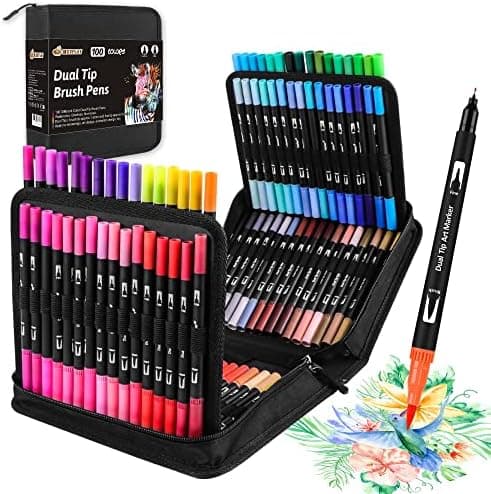 Dual Brush Pen Set Für Malbuchliebhaber - 24 Farben, Dicke und Düne Pinsel, Perfect Für Mandala Malen & Handlettering
|