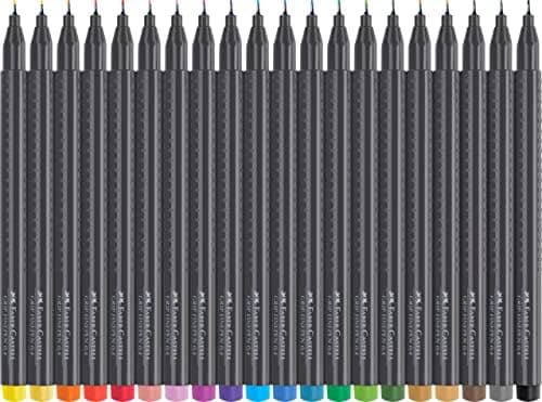 Faber-Castell 151620 Box mit 20 Grip Finelinern für Erwachsene zur lebendigen farbigen Kunst Stifte zum Zeichnen