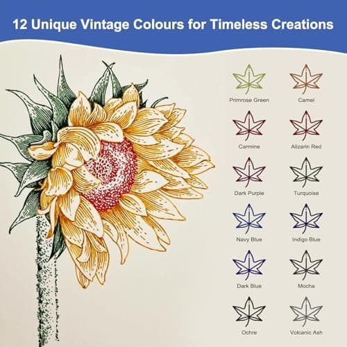 Funnasting 12 Farben Retro Feinliner Set 0.5mm für Handlettering und Zeichnen Art Supplies