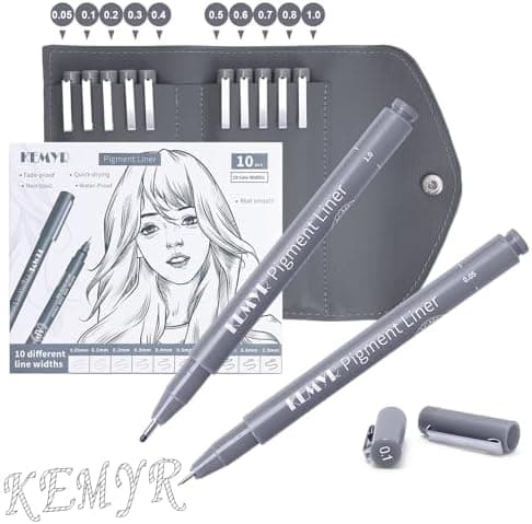 Fineliner Schwarz für Künstler - Wasselfest Zentangle Stifte & Pigment Liner Set (0.03mm-L), 22 Stück
