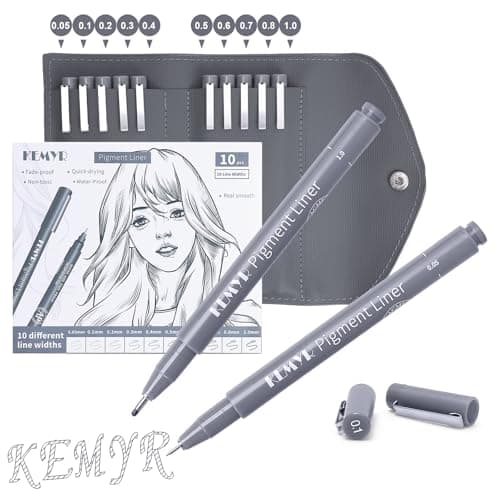 Fineliner Schwarz für Künstler - Wasselfest Zentangle Stifte & Pigment Liner Set (0.03mm-L), 22 Stück