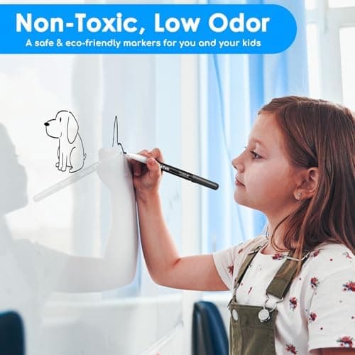 Maxtek Magnetic Dry-Erase Markers, 6 Stücke, Schwarz, Trockenausschlag, Radiergummi, Abwischbar, Geruchsarmer, Ethikomsi