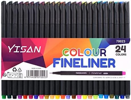 YISAN Fineliner StifteFürBulletJournalLovers-24FarbenSet-0,4mmSpitze-ZeichnenundDetaillieren-70023