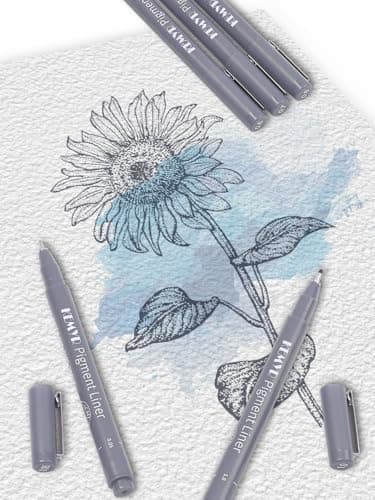 Fineliner Schwarz für Künstler - Wasselfest Zentangle Stifte & Pigment Liner Set (0.03mm-L), 22 Stück