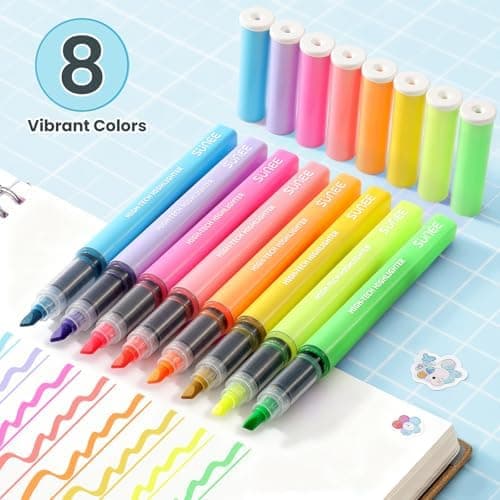 SUNEE Highlighter Pen mit Keilspitze, Bibel Textmarker Set in 8 Farben für Bibel-Leser und Notiznehmer droitside