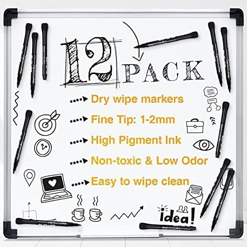 Whiteboard Marker 12 Farbe + Schwamm Magnete + Lehrer Zubehör + Schule Zuhause Büro + Abwischbare Stifte + Magnettafel