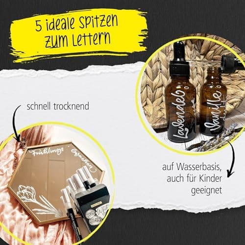 Online 5x Fineliner Schwarz wasserbeständig | mit Brush Pen und Kalligrafie-Spitze | Black Handlettering-Set | Tuschesti