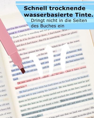 [12er-Pack] Ästhetische Textmarker für Schüler und Studierende mit weicher Keilspitze, No Bleed Bible Highlighter Pastel