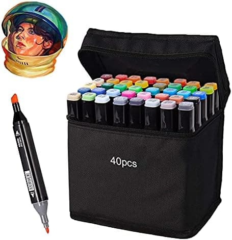 Alkohol Marker Set 40 Farben Dicke und Dünne, Permanent-Kunstmarker mit Filzstiften, Tragetasche zur Zeichnung und Gest