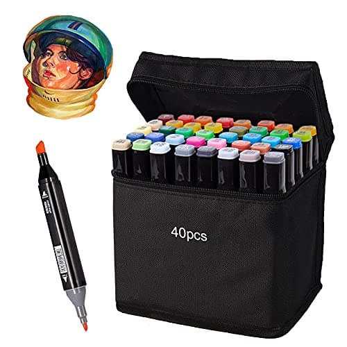 Alkohol Marker Set 40 Farben Dicke und Dünne, Permanent-Kunstmarker mit Filzstiften, Tragetasche zur Zeichnung und Gest