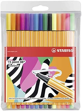 STABILO Fineliner point 88-15er Pack Standardfarben für Schüle und Büro