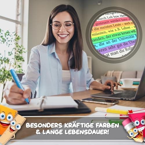 8x Lustige Textmarker - das frech bunte Marker Set für Studenten, Schüler, Lehrer und Kollegen - Highlighter Stifte für