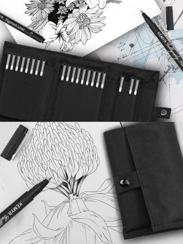 Fineliner Schwarz für Künstler - Wasselfest Zentangle Stifte & Pigment Liner Set (0.03mm-L), 22 Stück