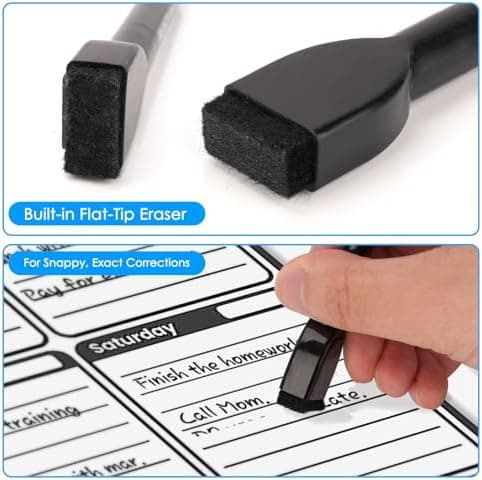 Maxtek Magnetic Dry-Erase Markers, 6 Stücke, Schwarz, Trockenausschlag, Radiergummi, Abwischbar, Geruchsarmer, Ethikomsi
