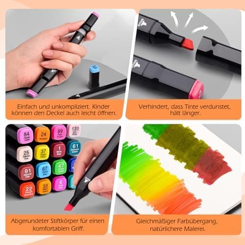 Alkohol Marker Set 40 Farben Dicke und Dünne, Permanent-Kunstmarker mit Filzstiften, Tragetasche zur Zeichnung und Gest