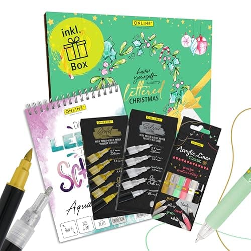Online 5x Fineliner Schwarz wasserbeständig | mit Brush Pen und Kalligrafie-Spitze | Black Handlettering-Set | Tuschesti