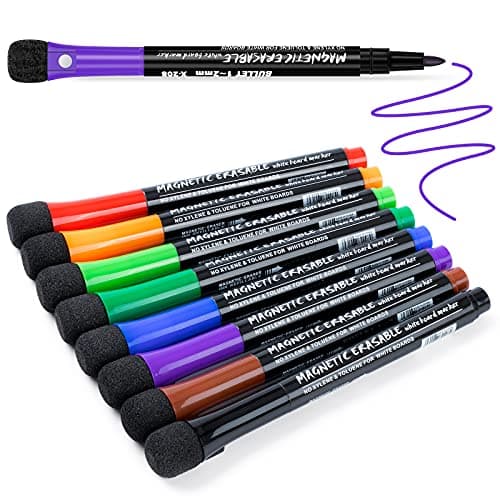 Whiteboard Marker 12 Farbe + Schwamm Magnete + Lehrer Zubehör + Schule Zuhause Büro + Abwischbare Stifte + Magnettafel