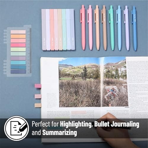 Mr. Pen Aesthetic Highlighter und Stifte - Keine Tintenausstrahlung, 16 Stück, 200 Transparente Klebestreifen, Bibelstif