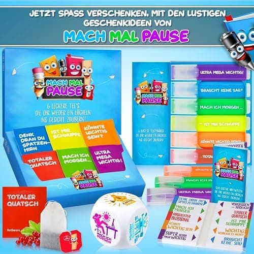 8x Lustige Textmarker - das frech bunte Marker Set für Studenten, Schüler, Lehrer und Kollegen - Highlighter Stifte für