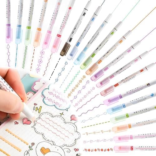 20 Stück Bunter Highlighter für Notizen und Zeichnung, Mehrere Farben 0.5mm Schnelltrocknende Tinte Markierstift Verwend