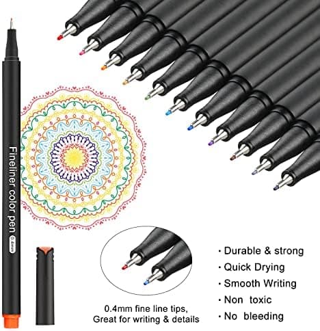 Finer Fineliner Stifte Beupro 24 Farben — Precision-Line Set 0,4mm, ideal für Kalligraphie, Design, Malerei und Comics f