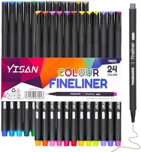 YISAN Fineliner StifteFürBulletJournalLovers-24FarbenSet-0,4mmSpitze-ZeichnenundDetaillieren-70023